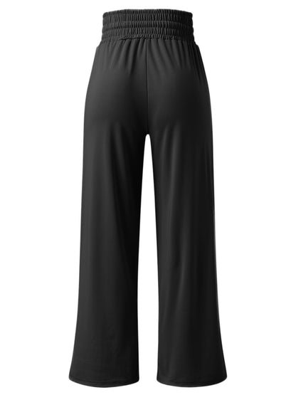 ElegantEase Full Size Drawstring High Waist Wide Leg Pants