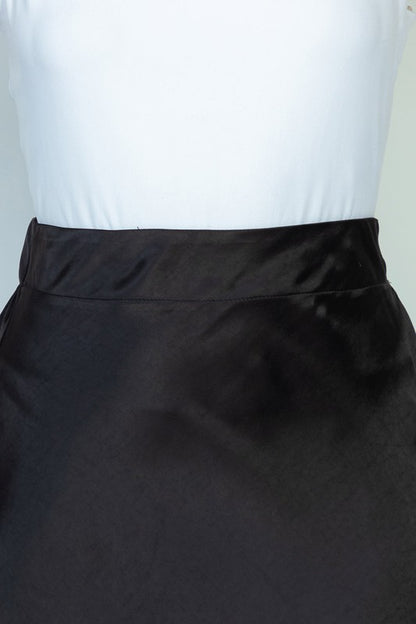 High Waisted Solid Woven Skirt