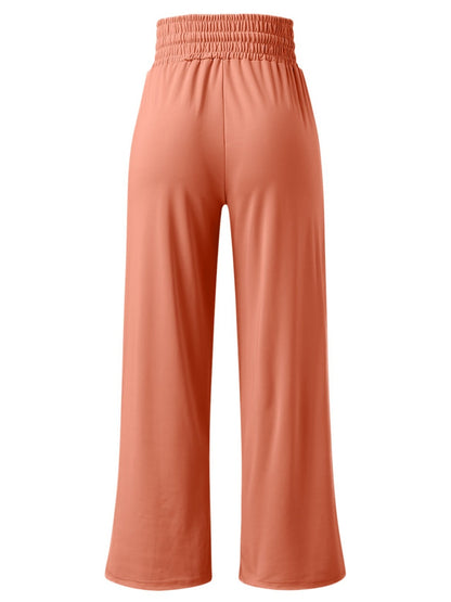 ElegantEase Full Size Drawstring High Waist Wide Leg Pants