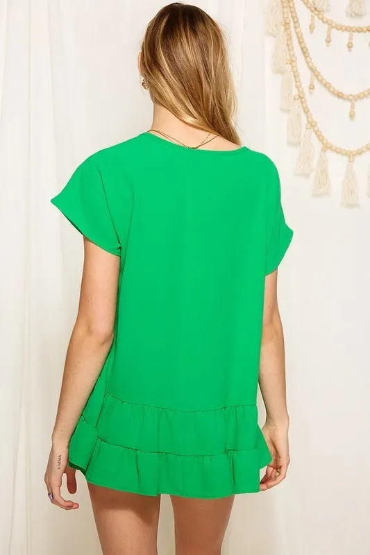 Risky In Green Ruffle Top *Final Sale*