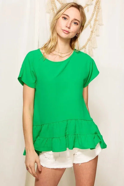 Risky In Green Ruffle Top *Final Sale*